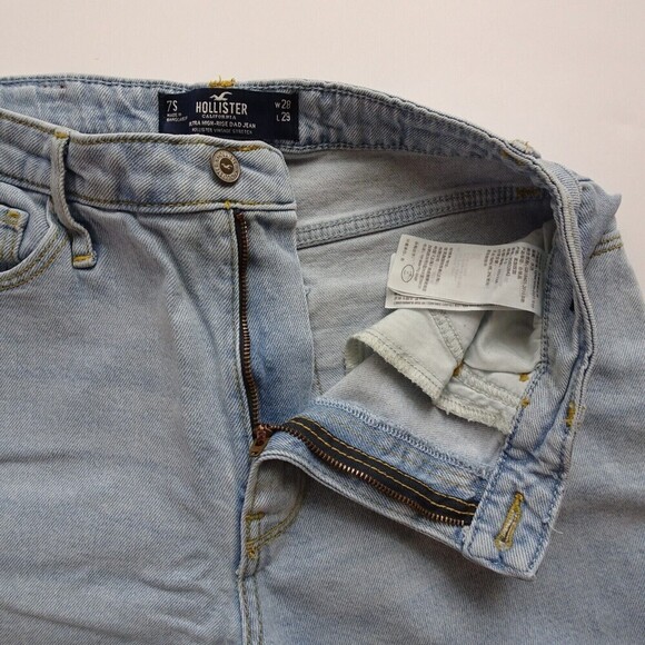 HOLLISTER Women's Jeans Cuffed Ankle Denim Stretch Light Wash Relaxed W28 L29 - Picture 11 of 13